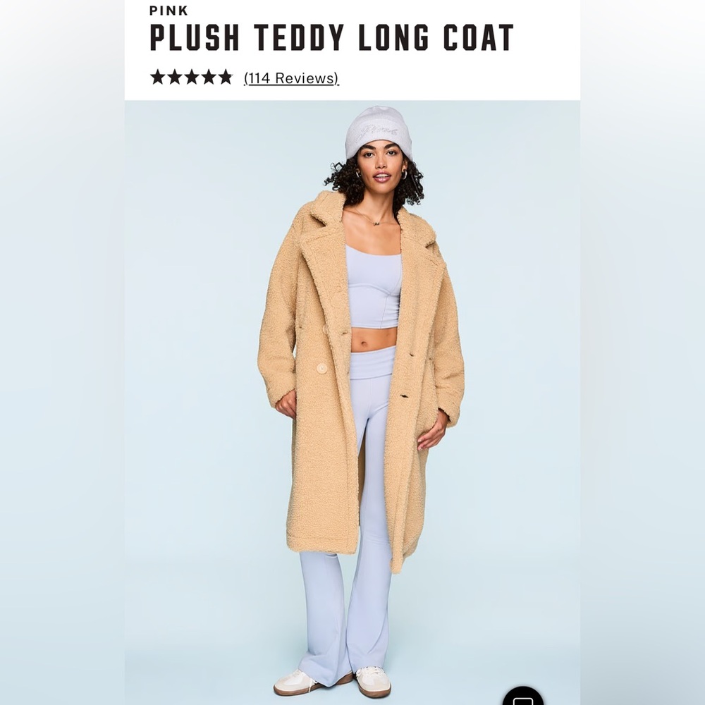 VS Pink Plush Teddy Long Coat